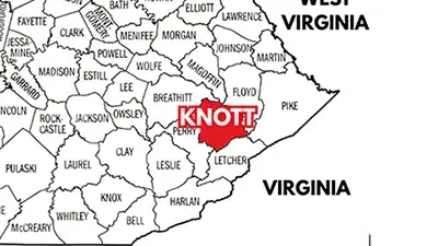 Bankruptcy Personal Injury Attorney in Knott County Map image
